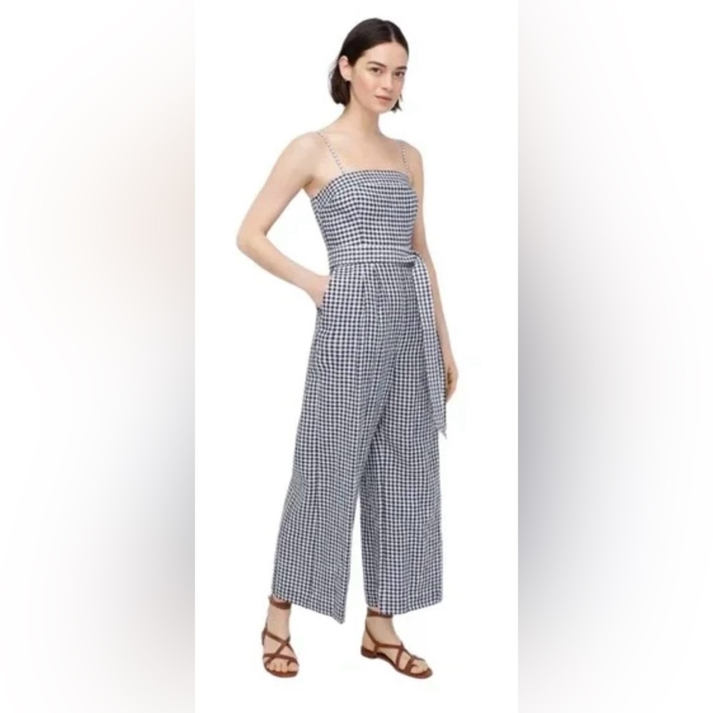 💥PRICE DROP💥 Tie Waist Gngham Linen Jumpsuit